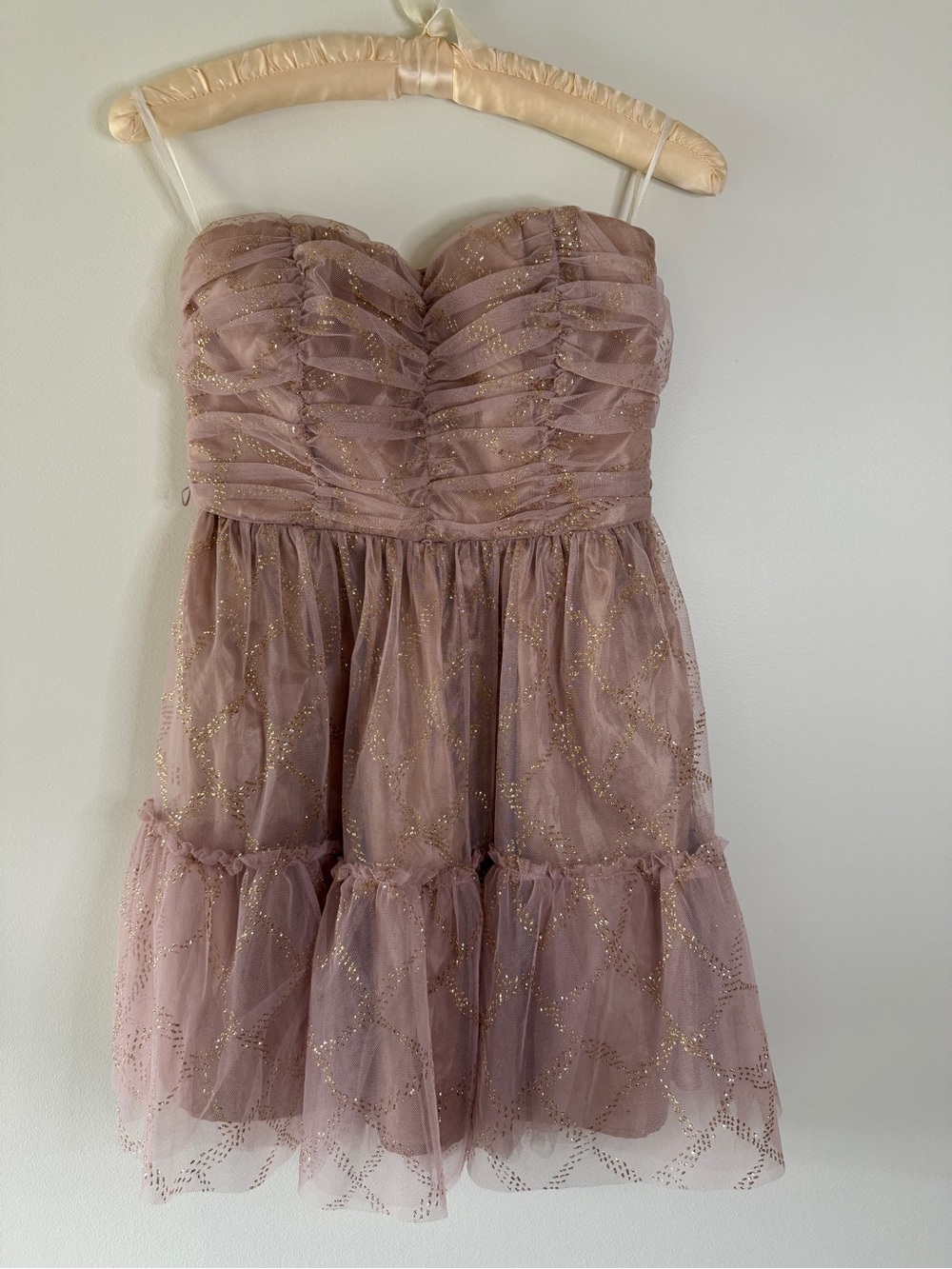 As U Wish Size 5 Strapless Glitter Tulle Party Dress | Y2K Coquette Fairycore